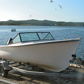 boat on a ramp at a lake